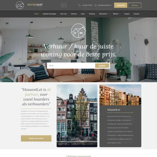 Screenshot of the website of www.houses4let.nl