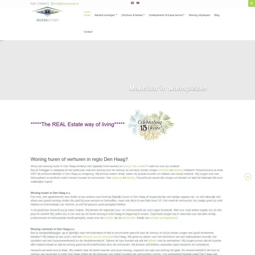 Screenshot of the website of www.housescout.nl