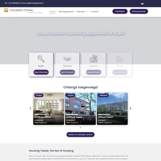 Screenshot van de website van www.housingtotaal.nl