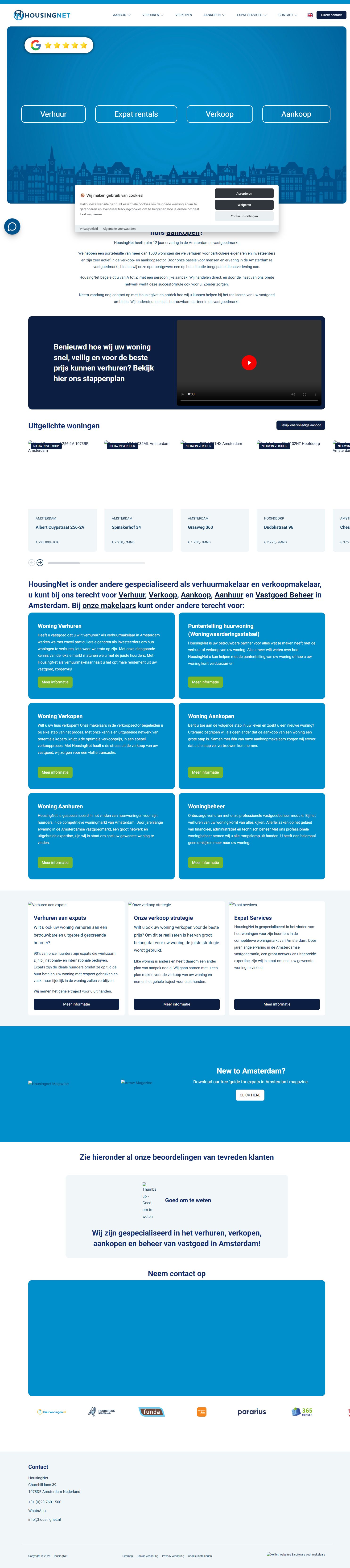 Screenshot of the website of www.housingnet.nl