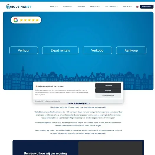 Capture d'écran du site web de www.housingnet.nl