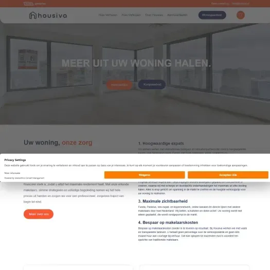 Screenshot of the website of housiva.nl