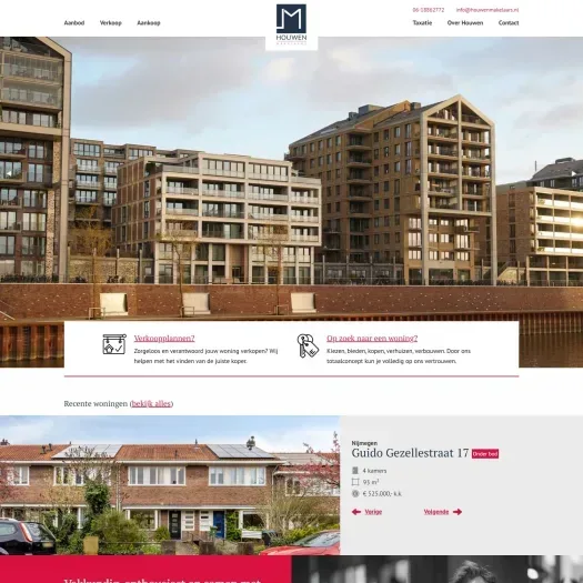Screenshot van de website van www.houwenmakelaars.nl