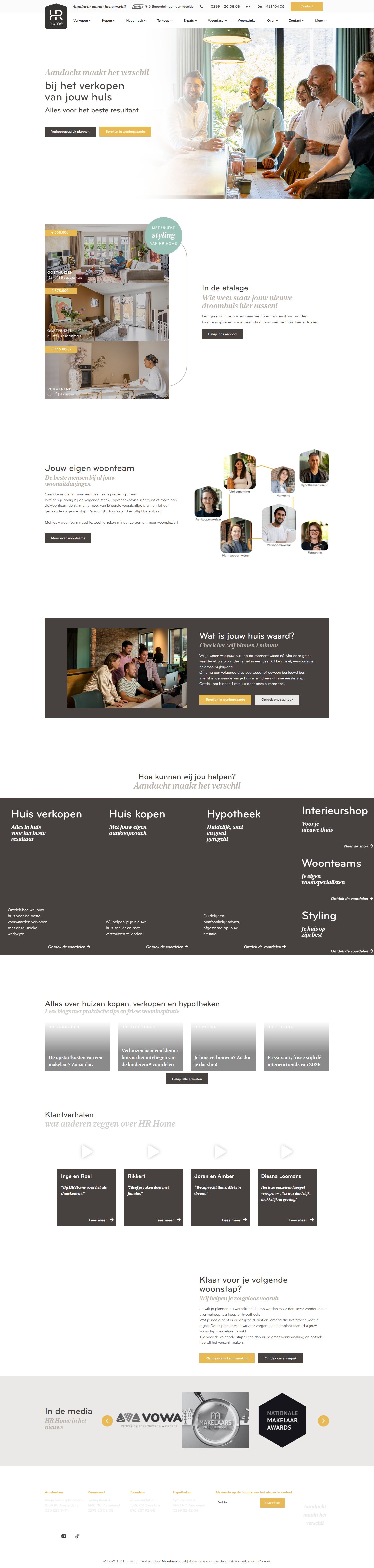 Screenshot of the website of www.hrmakelaars.nl