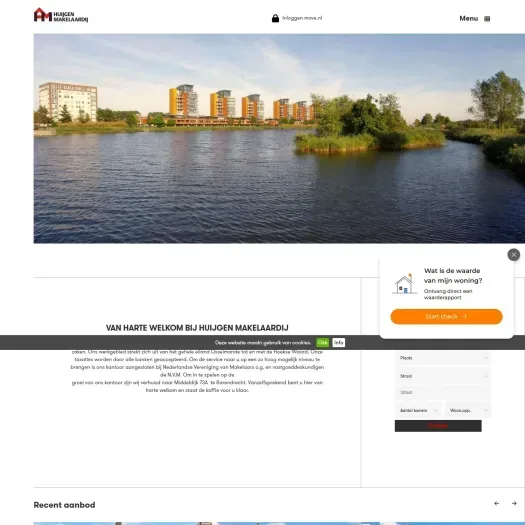 Screenshot van de website van www.huijgenmakelaardij.nl