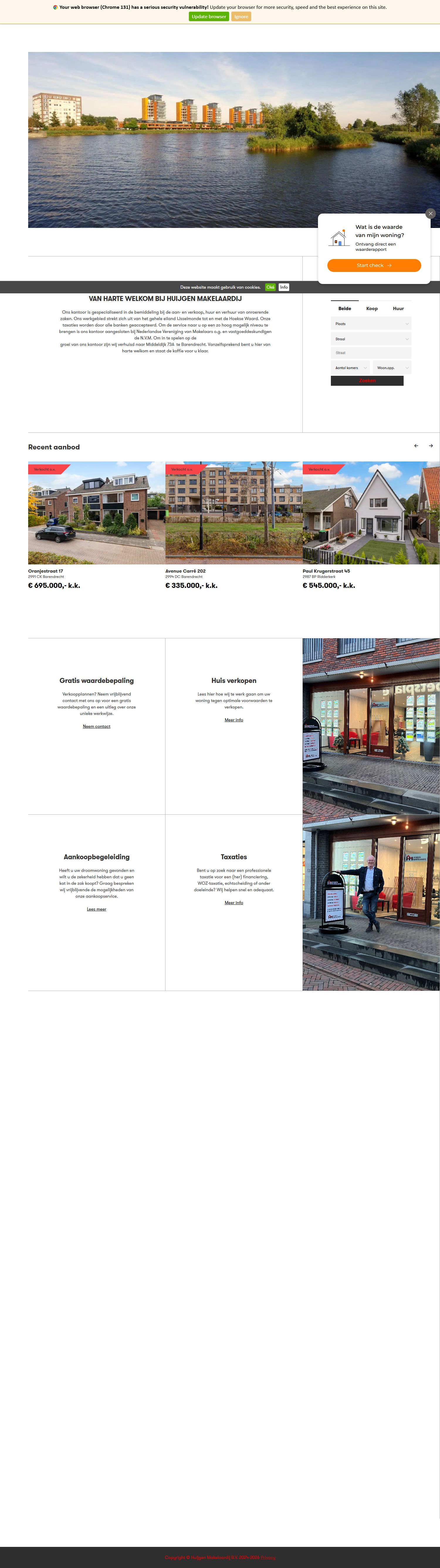 Screenshot der Website von www.huijgenmakelaardij.nl