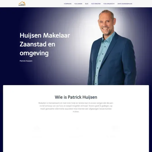 Screenshot of the website of www.huijsenmakelaar.nl