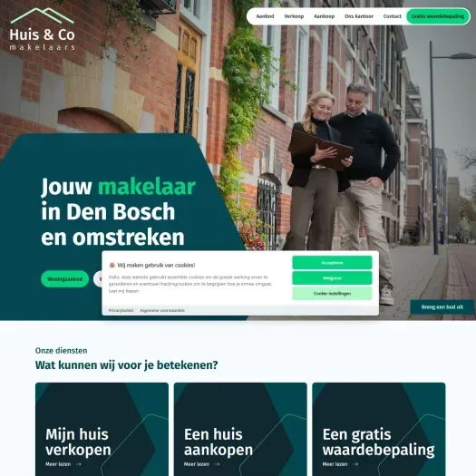 Capture d'écran du site web de www.huisencomakelaars.nl