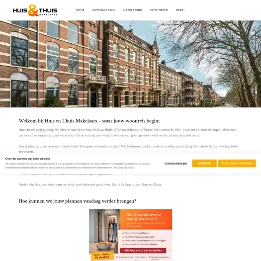 Screenshot van de website van www.huisenthuismakelaars.nl