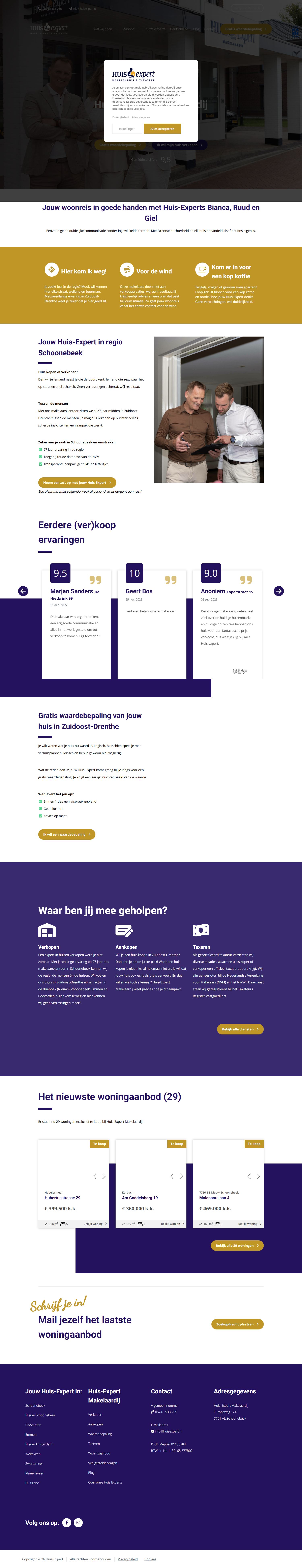 Screenshot der Website von www.huisexpert.nl