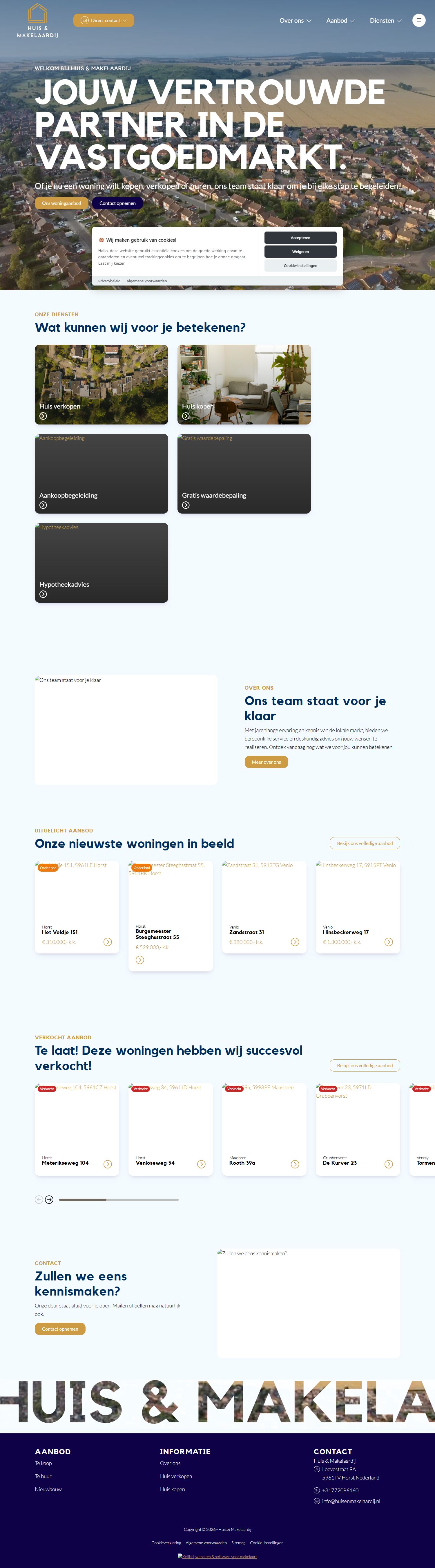 Screenshot der Website von huisenmakelaardij.nl