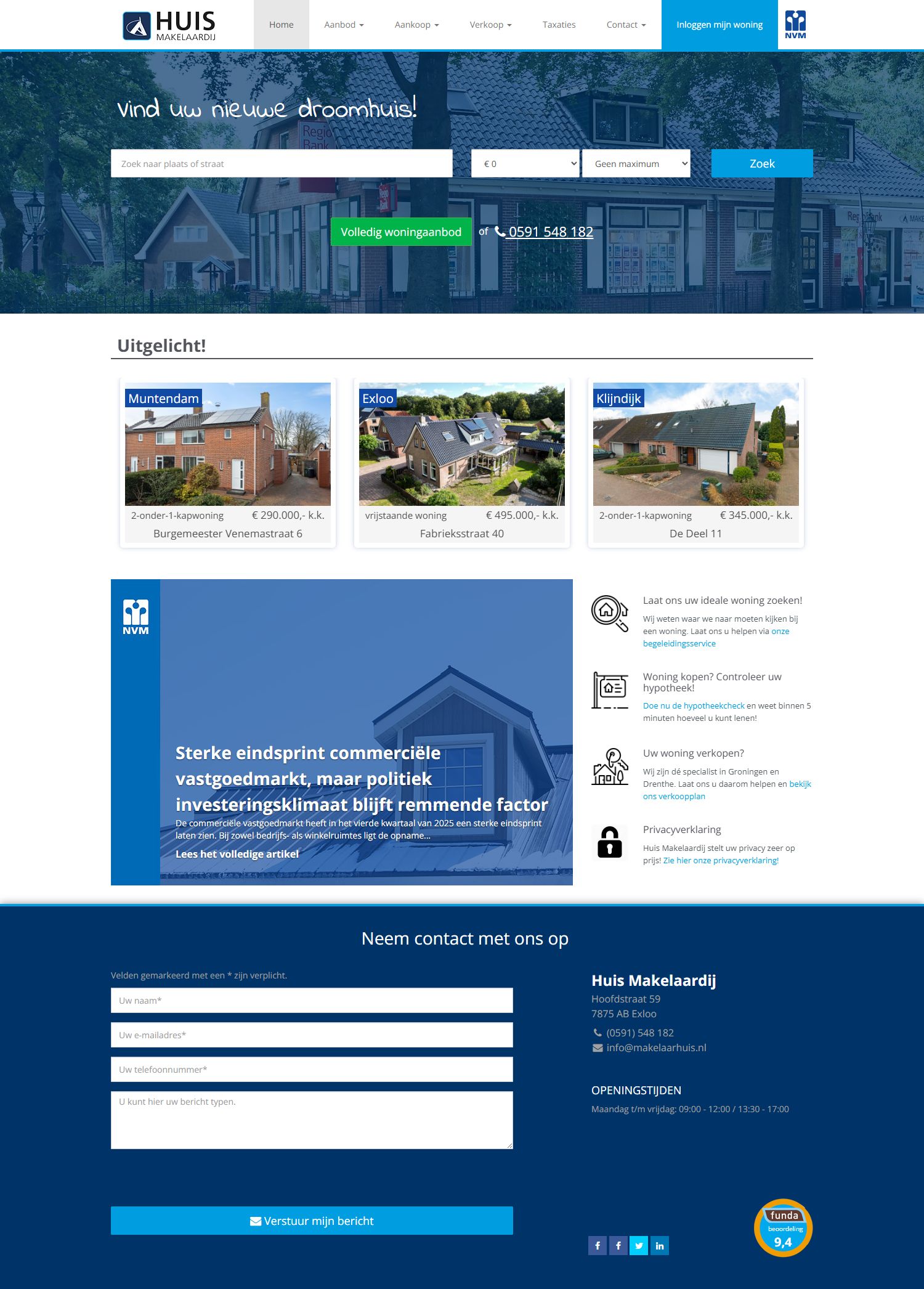 Capture d'écran du site web de www.huis-makelaardij.nl
