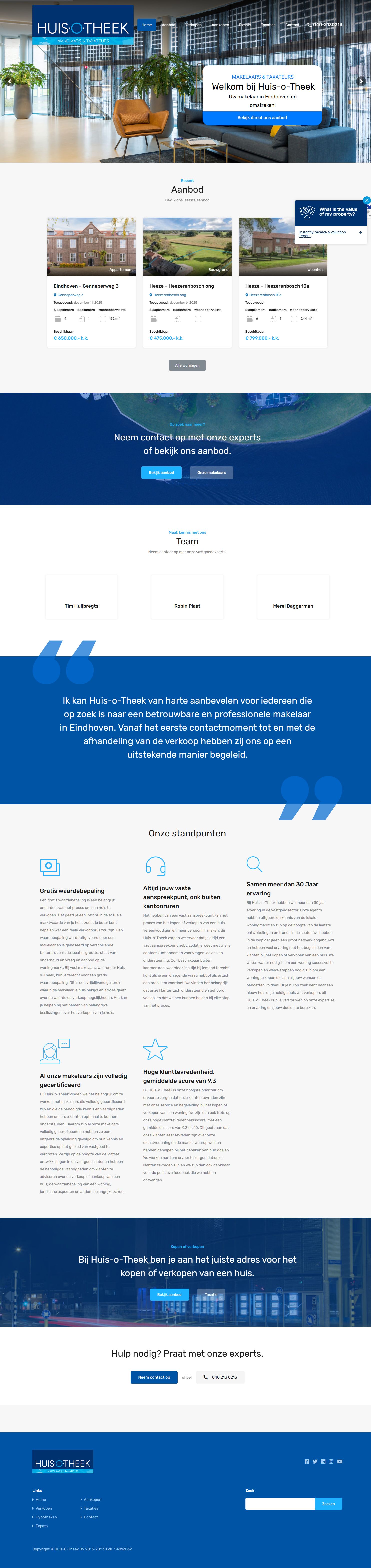 Screenshot der Website von www.huis-o-theek.nl