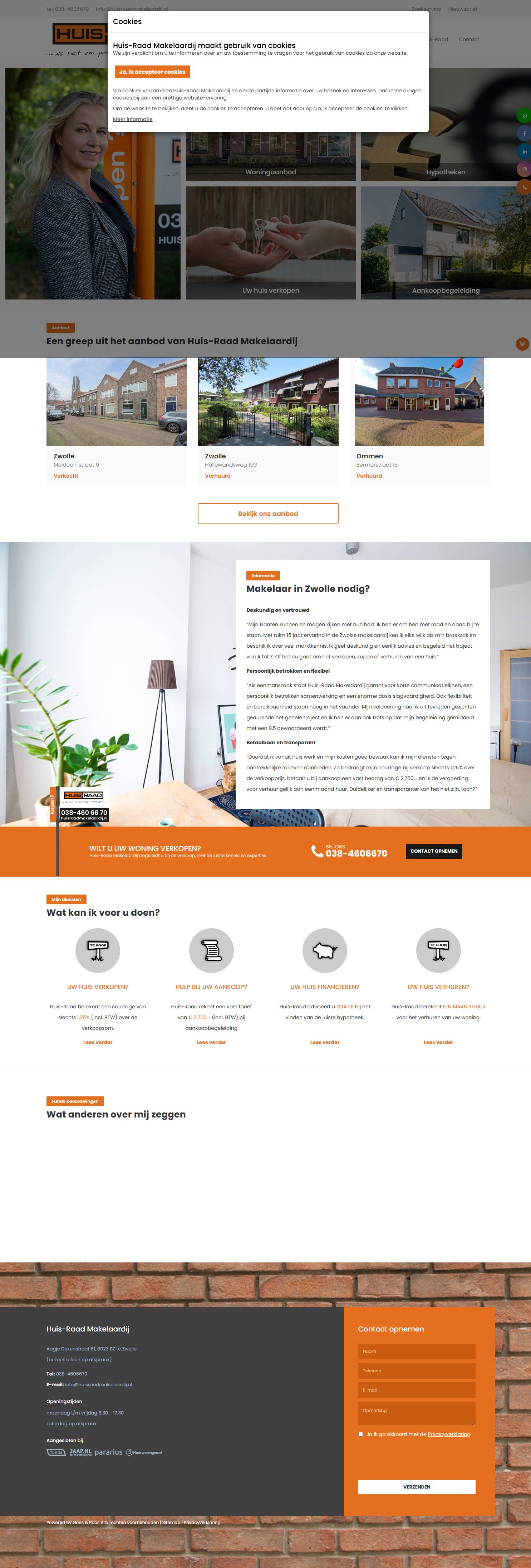 Screenshot der Website von www.huisraadmakelaardij.nl