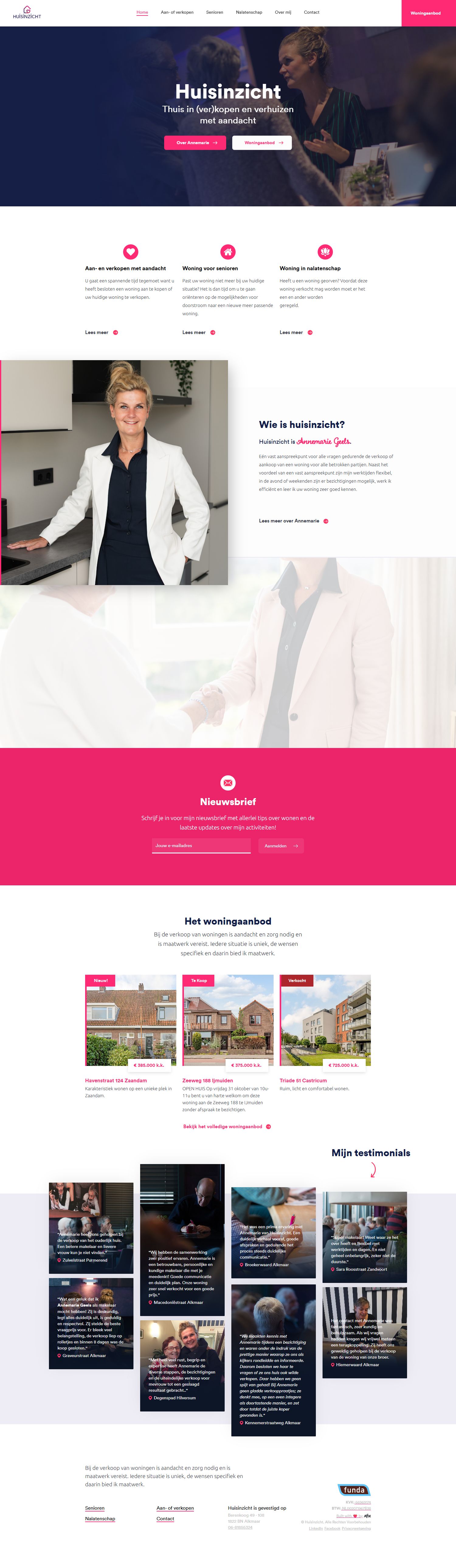 Capture d'écran du site web de www.huisinzicht.nl