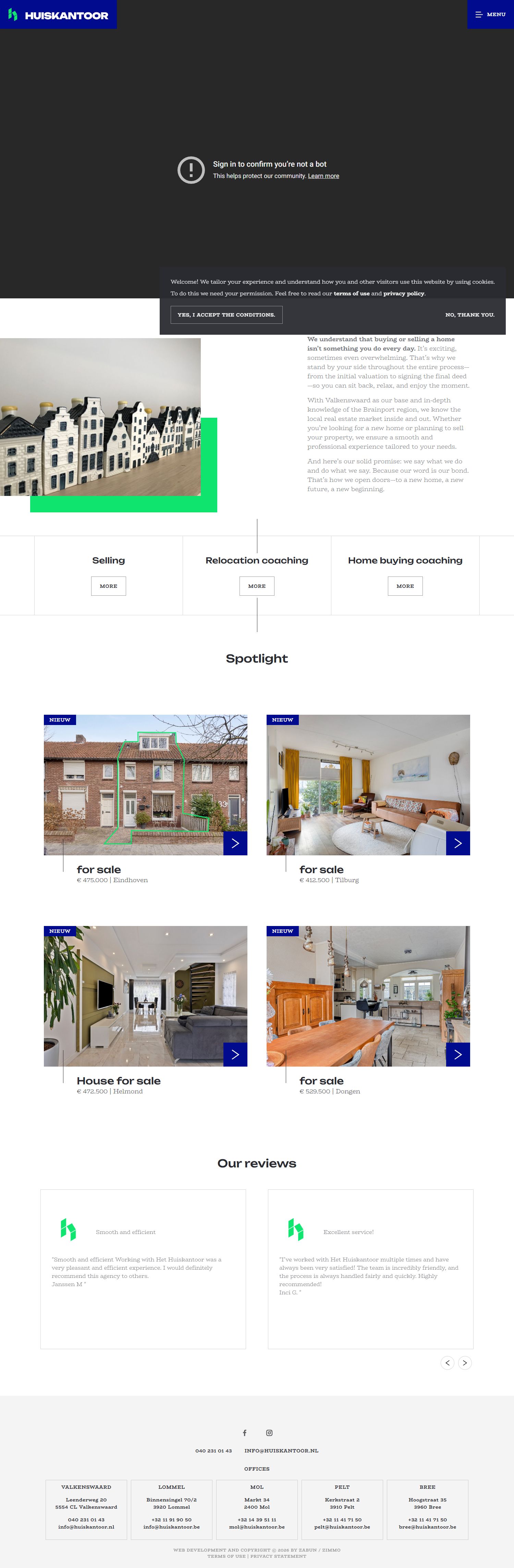 Screenshot der Website von www.huiskantoor.nl