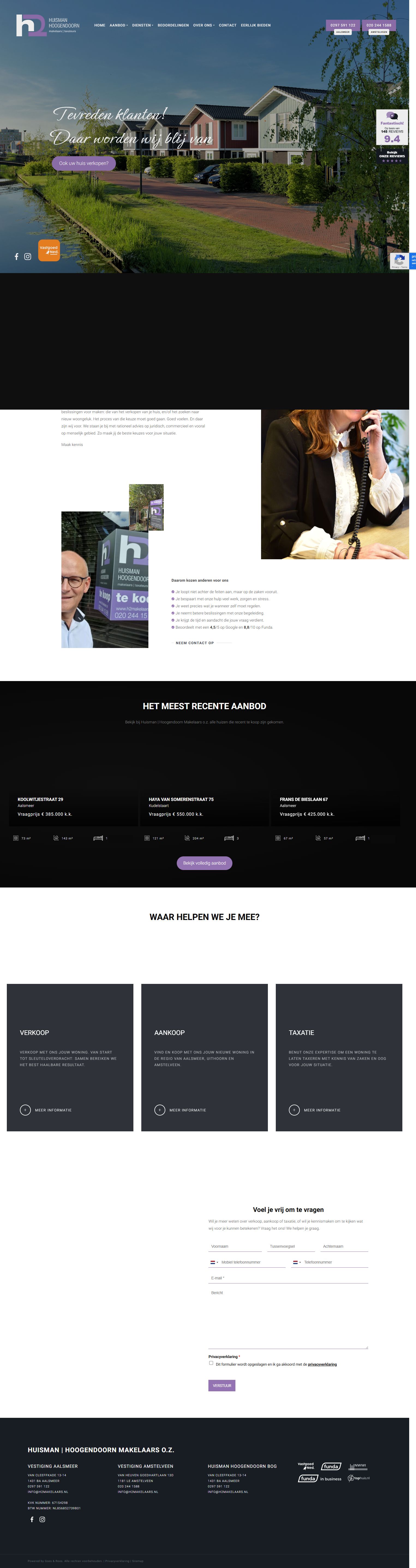 Capture d'écran du site web de www.h2makelaars.nl