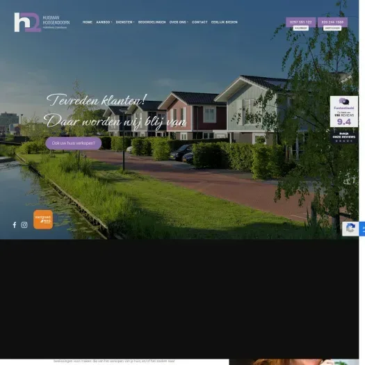 Screenshot van de website van www.h2makelaars.nl