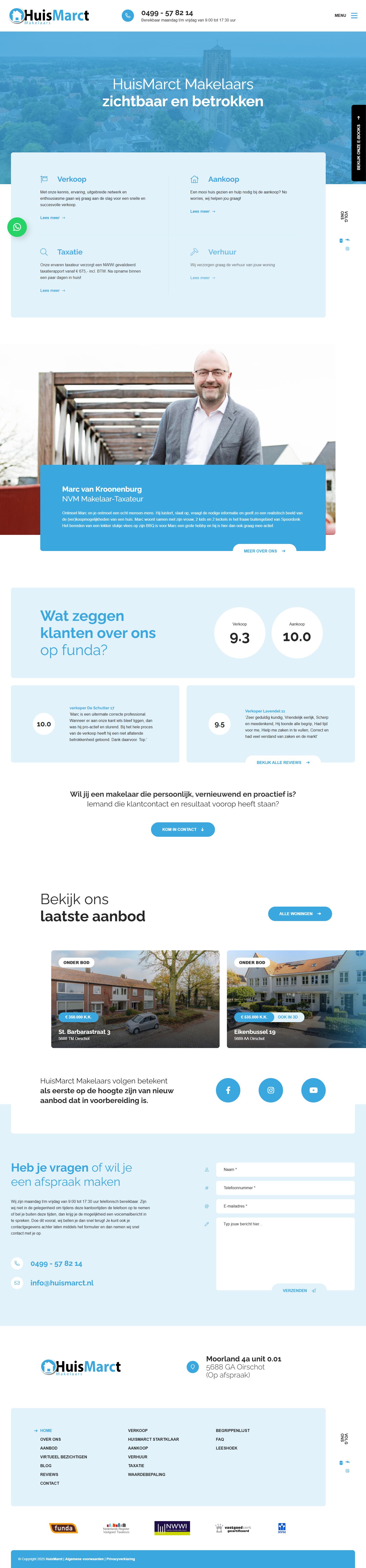 Screenshot of the website of www.huismarct.nl