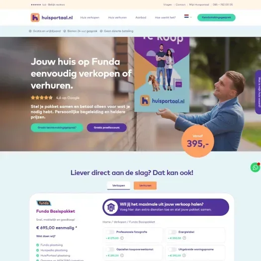 Screenshot of the website of huisportaal.nl
