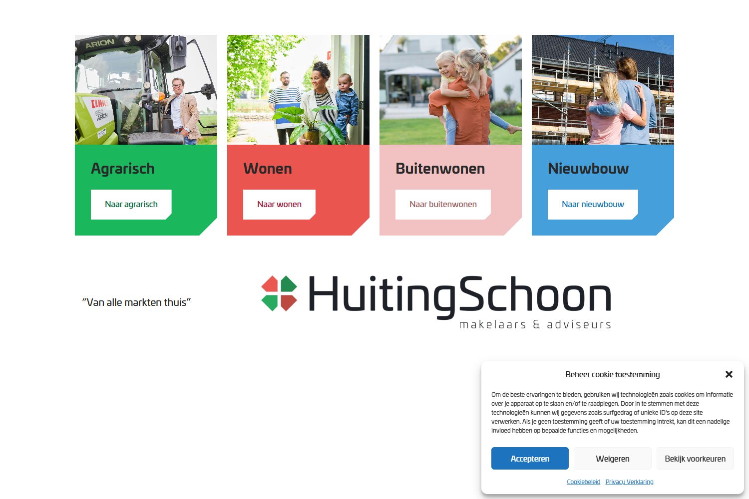 Screenshot der Website von huitingschoon.nl
