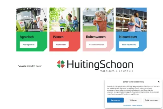 Screenshot of the website of www.huitingschoon.nl