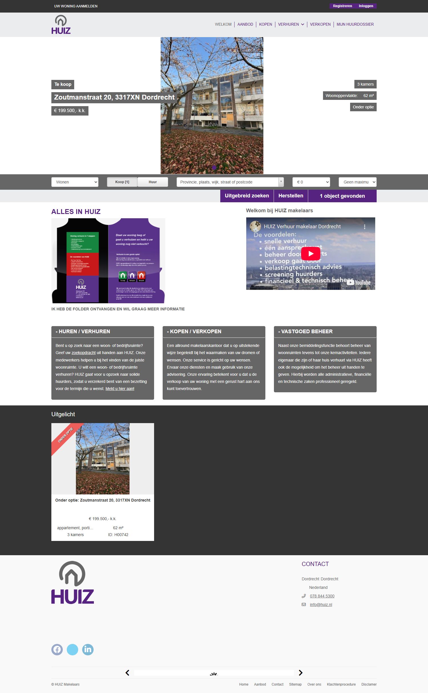 Screenshot der Website von www.huiz.nl