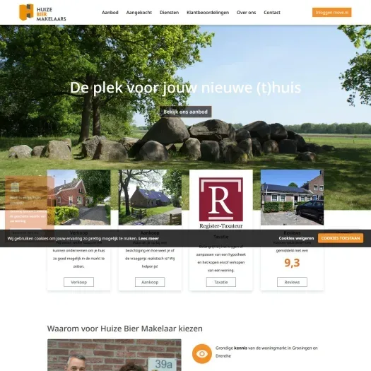 Screenshot der Website von www.huizebiermakelaars.nl