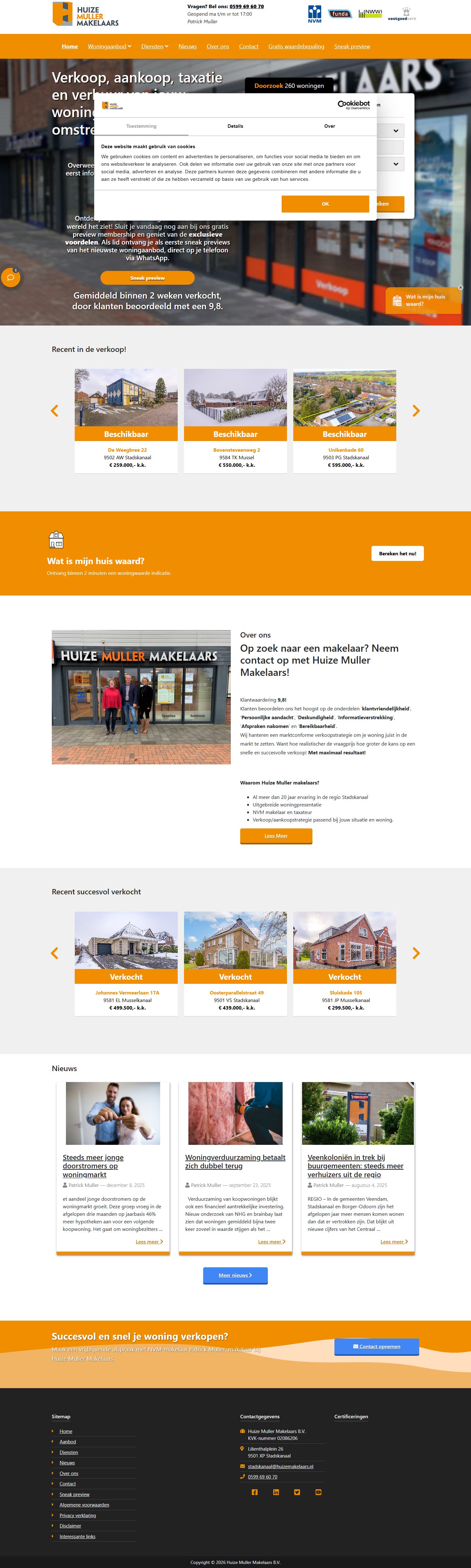 Screenshot der Website von www.huizemuller.nl