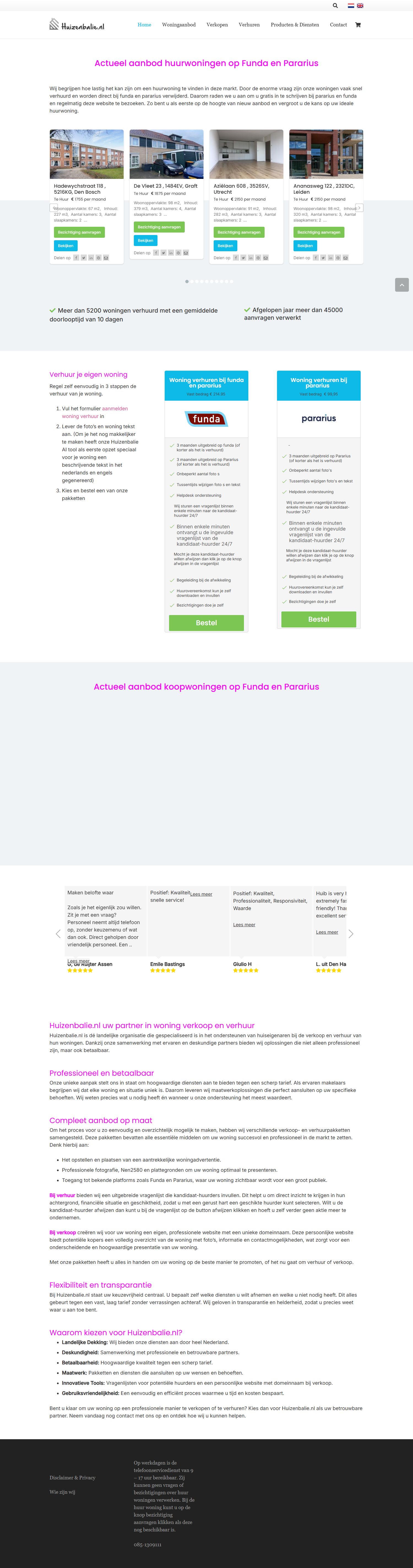 Screenshot der Website von www.huizenbalie.nl
