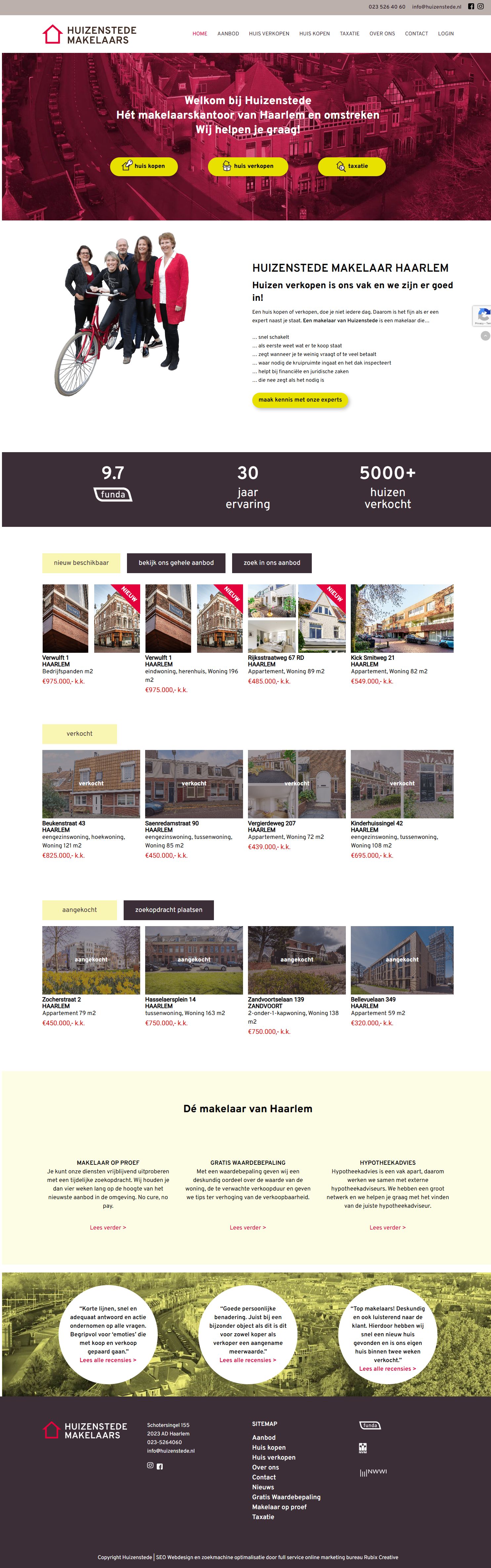 Screenshot der Website von www.huizenstede.nl