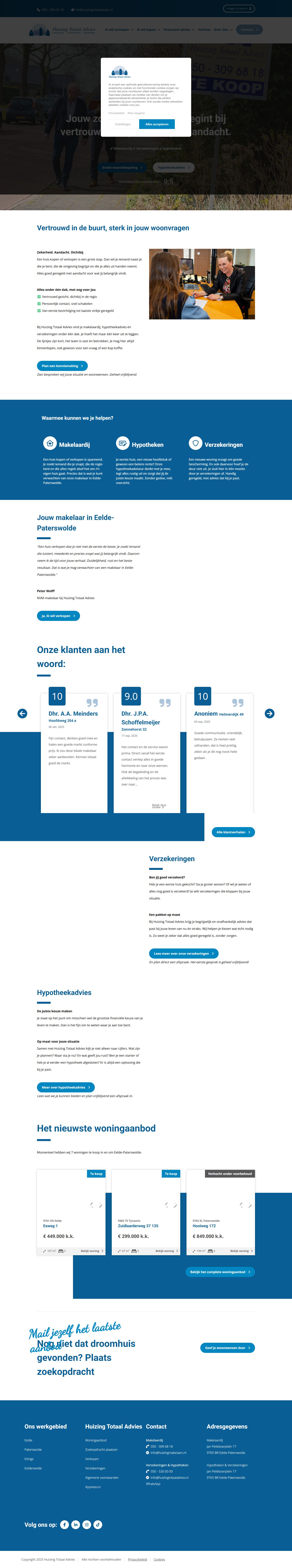 Screenshot of the website of www.huizingmakelaars.nl
