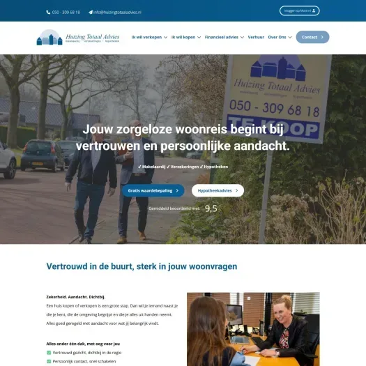 Screenshot van de website van www.huizingmakelaars.nl