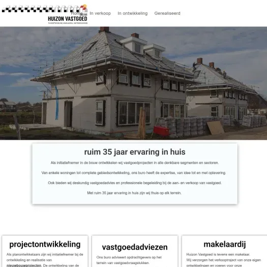 Screenshot van de website van www.huizon.nl