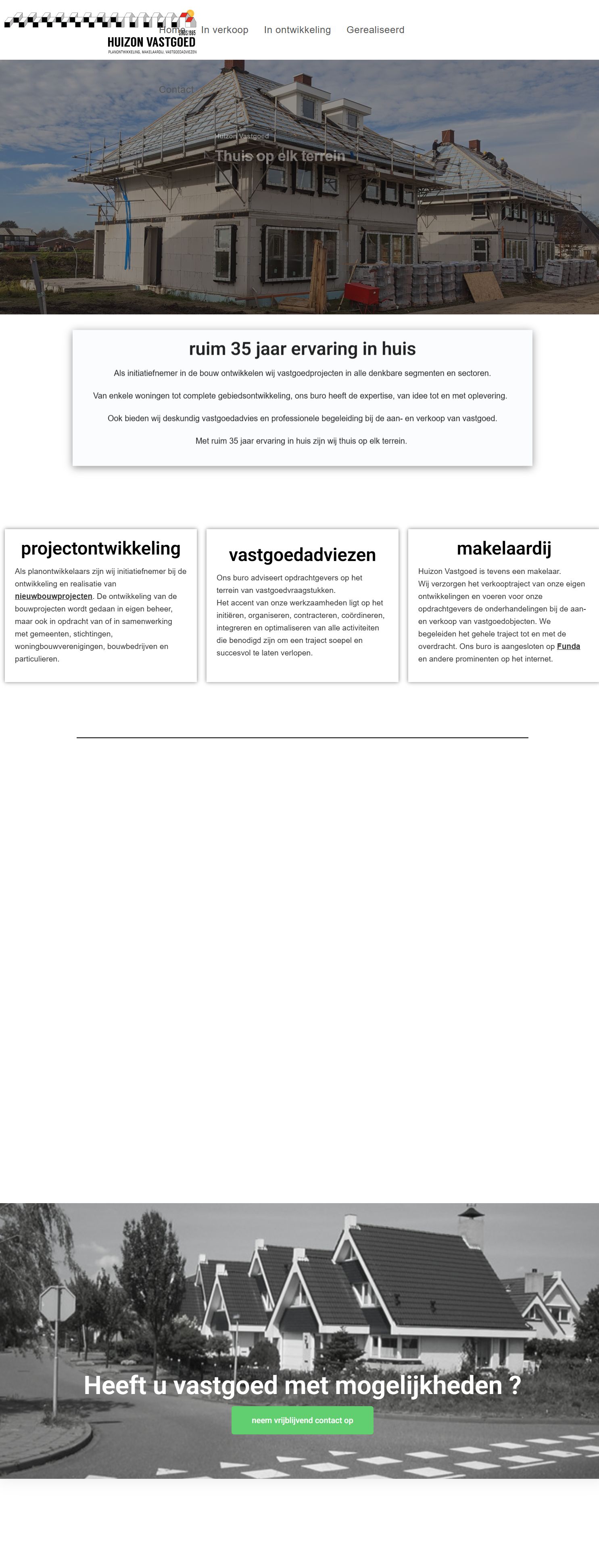 Screenshot of the website of www.huizon.nl