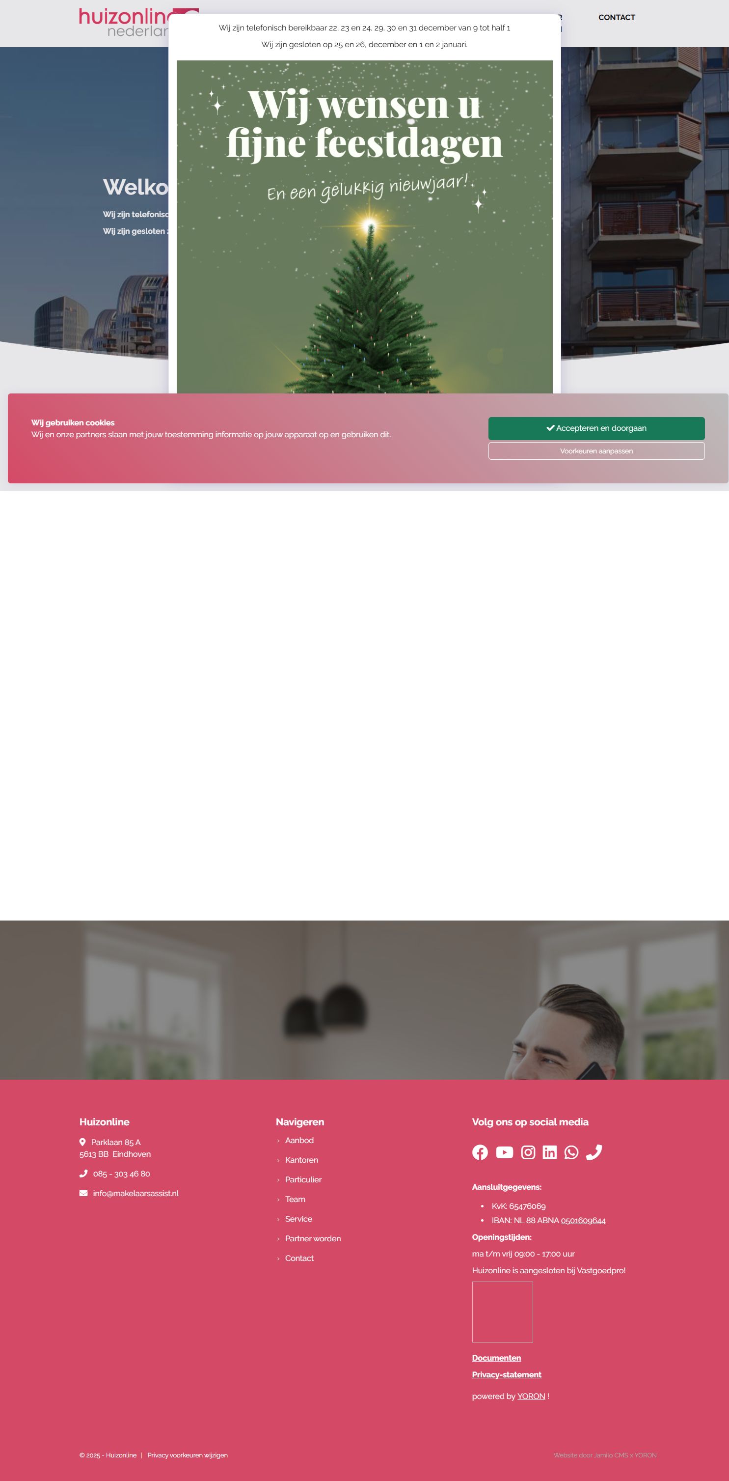 Screenshot van de website van www.huizonline.nl