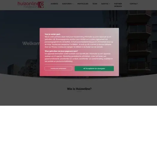 Screenshot der Website von www.huizonline.nl