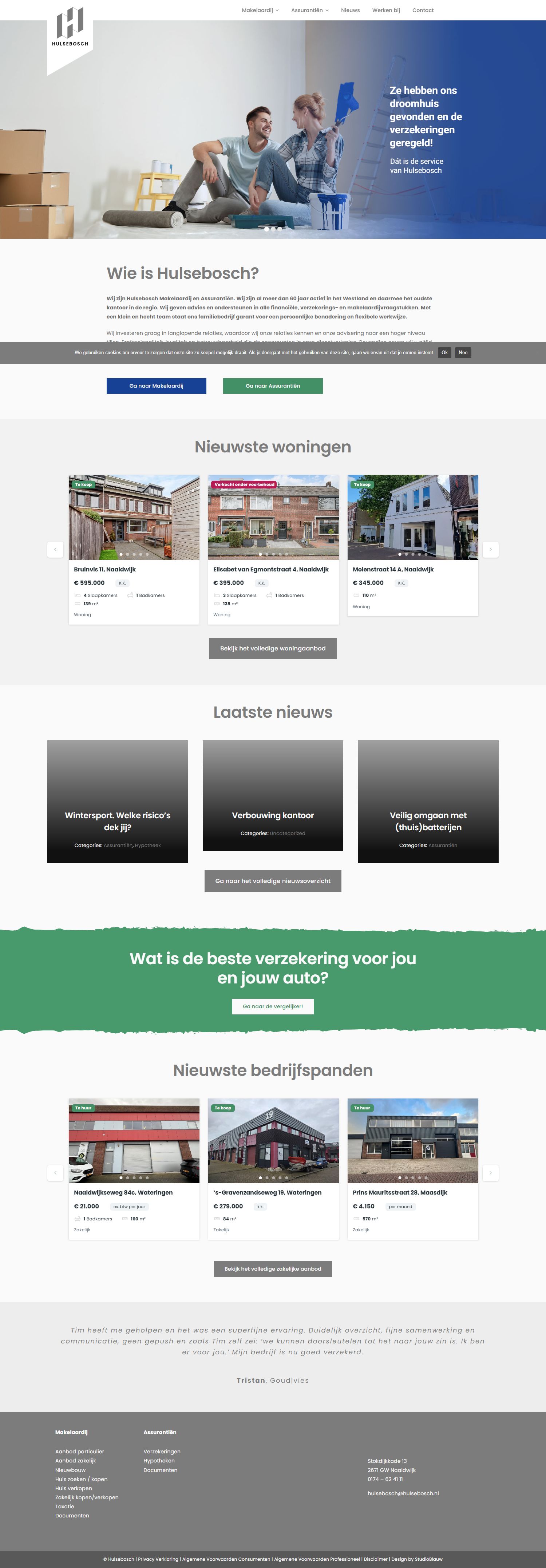 Screenshot of the website of www.hulsebosch.nl