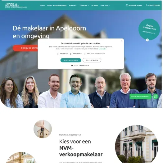 Screenshot van de website van www.hhmakelaars.nl