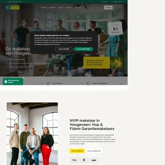 Screenshot van de website van www.hupenfidommakelaarshoogeveen.nl