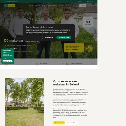 Screenshot van de website van www.hupenfidombeilen.nl