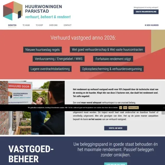 Screenshot der Website von www.huurwoningenparkstad.nl