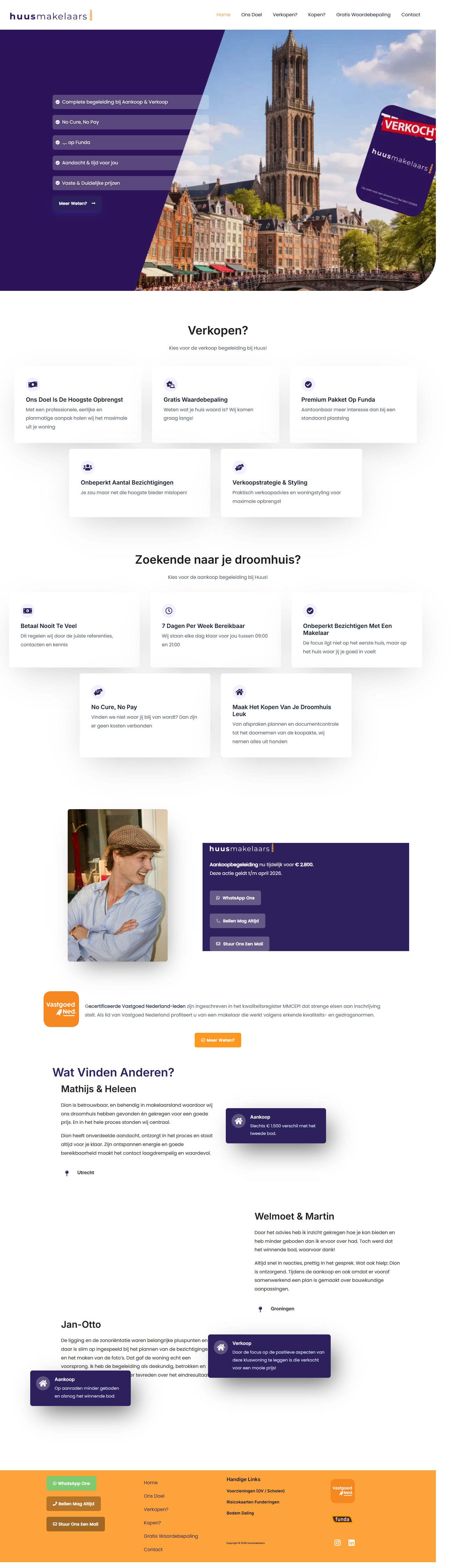 Screenshot van de website van www.huusmakelaars.nl