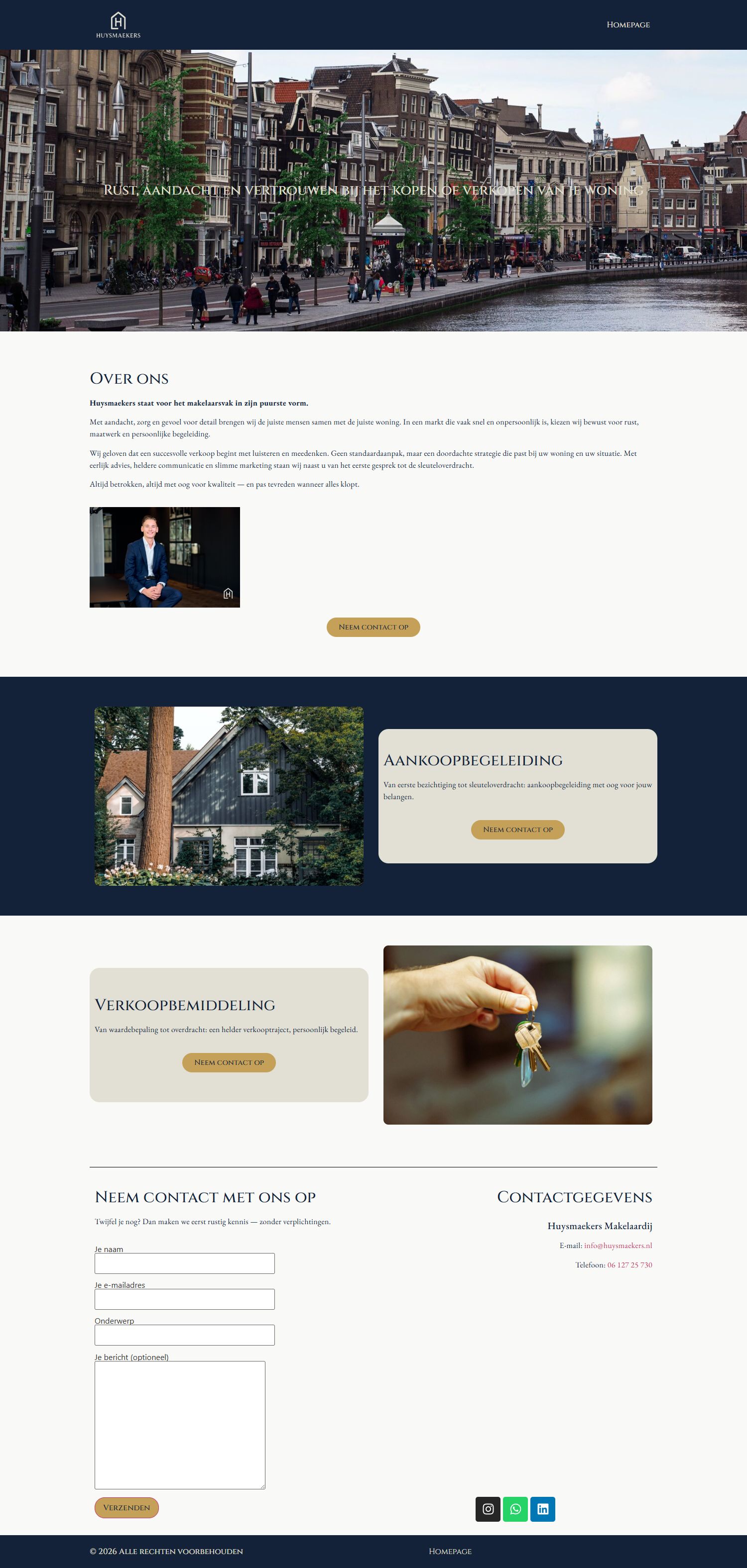 Screenshot of the website of www.huysmaekers.nl