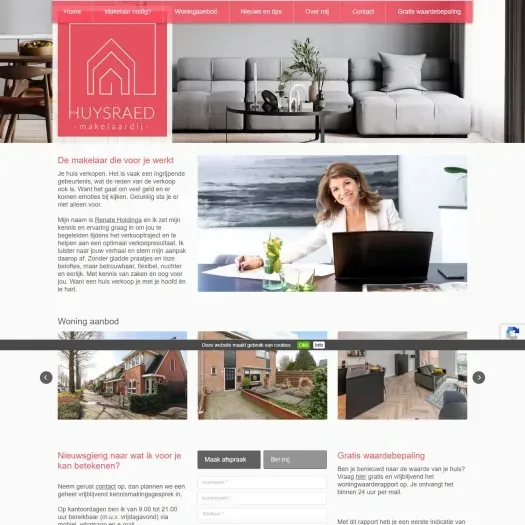 Screenshot van de website van www.huysraed.nl