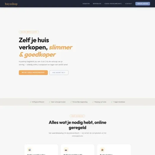 Screenshot of the website of www.huysshop.nl