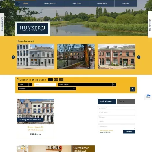 Screenshot of the website of www.dehuyzerij.nl