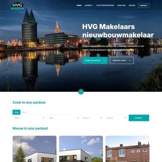 Screenshot of the website of www.hvgmakelaars.nl