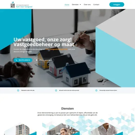 Screenshot van de website van hvhvastgoed.nl