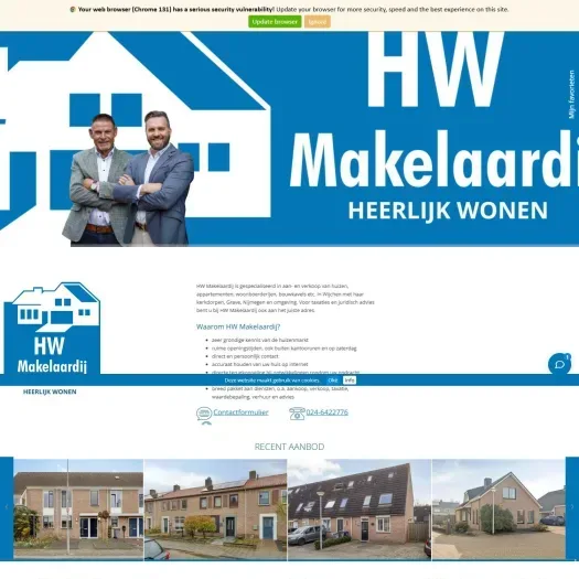 Screenshot of the website of www.hwmakelaardij.nl